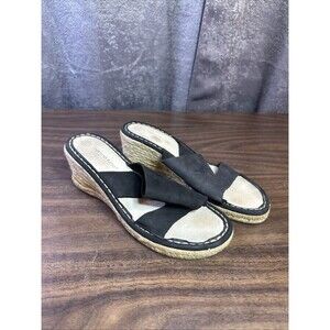 Marina Luna Made In Spain Comfort Wedge Sandal Navy size 10 Open Back And Toe